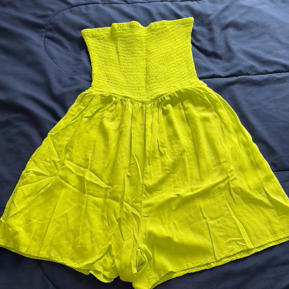 Bright Yellow Strapless Romper